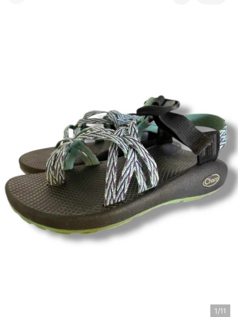 Chaco ZX 2 Classic Womens Hiking Sandal Green Black Toe Loop Z Strap 9